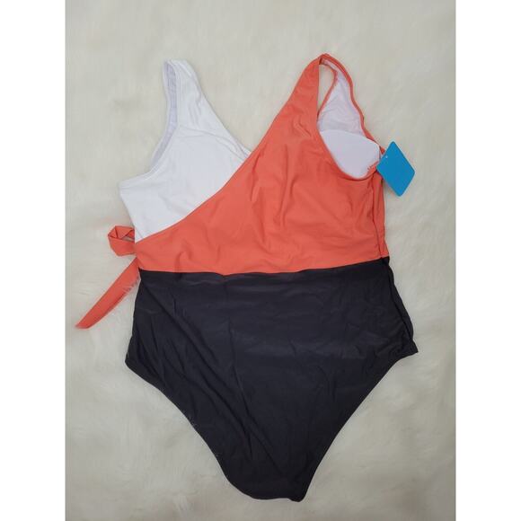 IFFEI Womens Color block One Piece Tummy Control Swimsuit with Cover Up XL - Picture 6 of 8